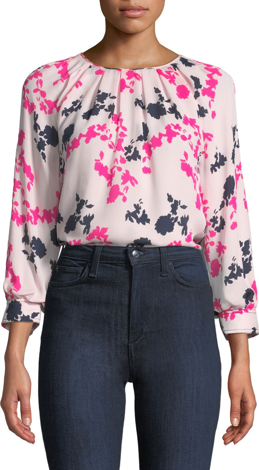 Tanya Taylor Gillian Camo-Print Silk Crewneck Top