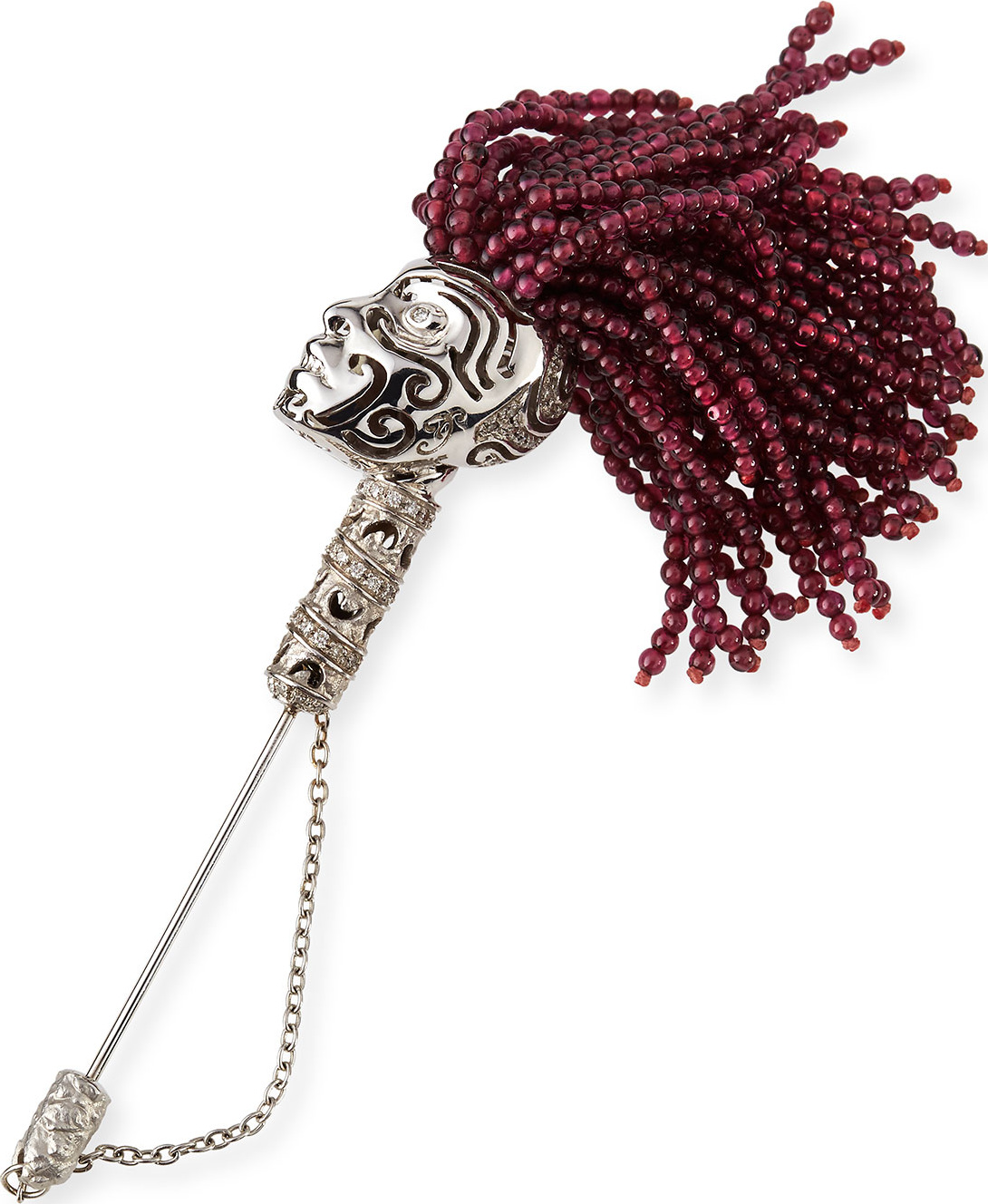 Marco Dal Maso Askari Beaded Garnet Lapel Pin