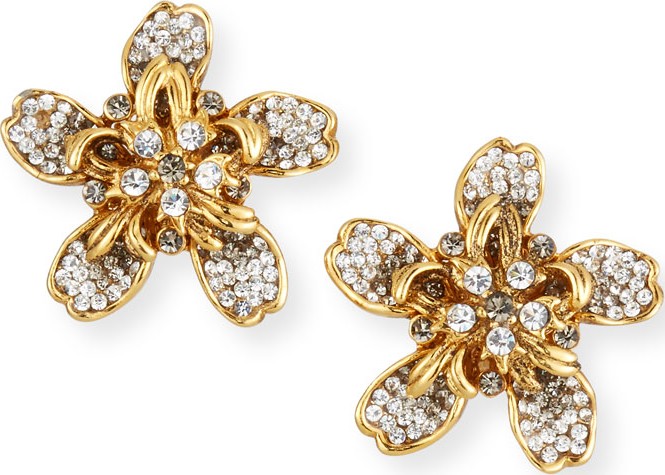 Jose & Maria Barrera Crystal Flower Clip-On Earrings