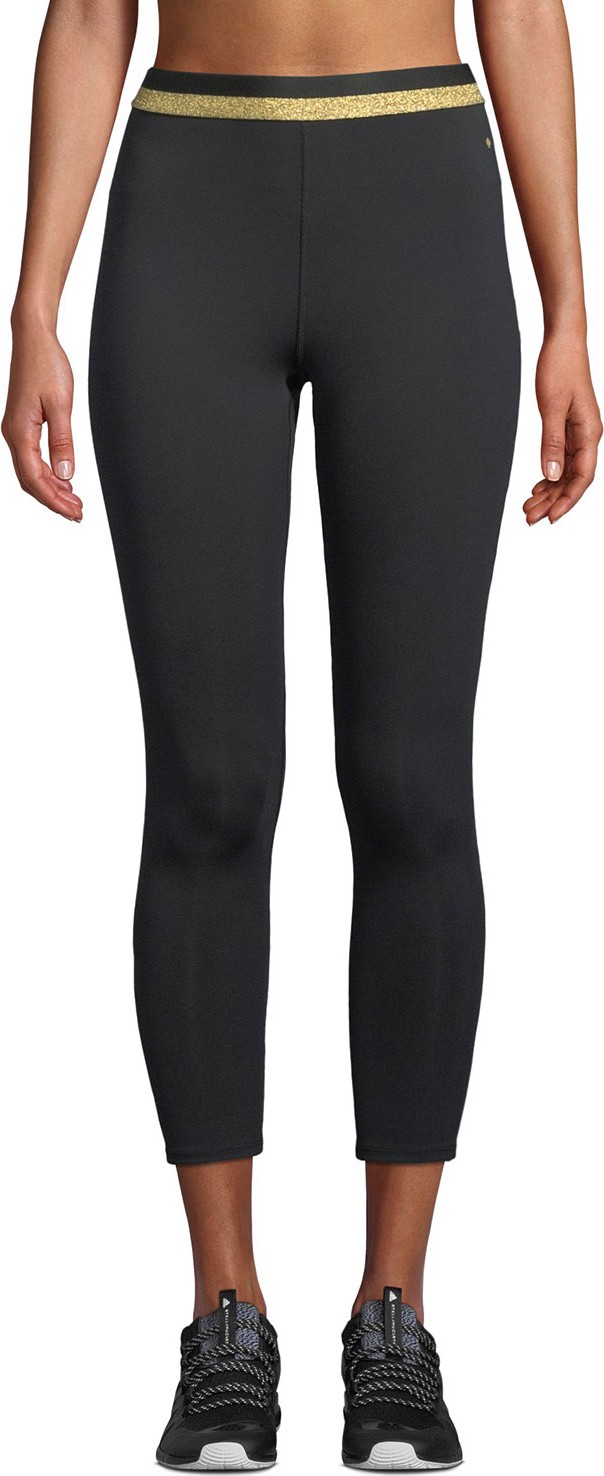 Kate Spade New York bi-stripe metallic waistband cropped leggings