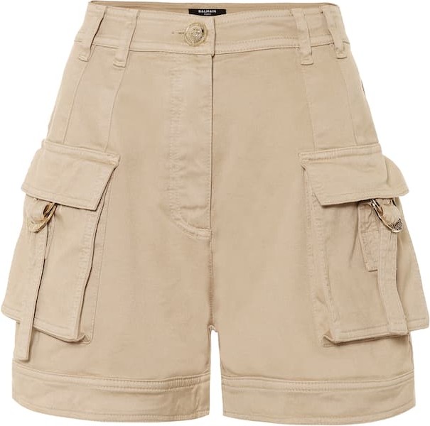 Balmain High-rise cotton cargo shorts
