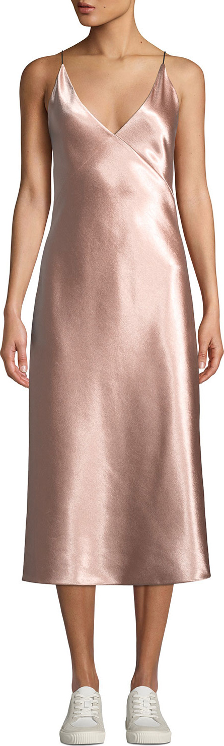 Vince Bias V-Neck Midi Slip Dress