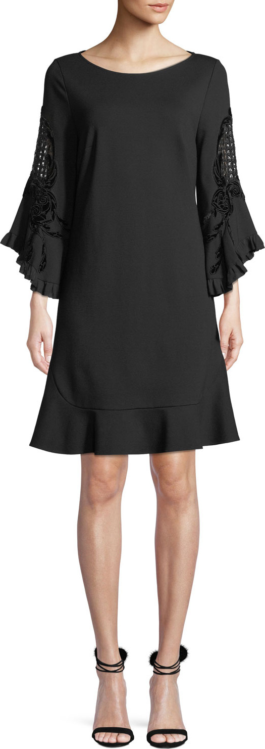 KOBI HALPERIN Klara Embroidered-Sleeve Shift Dress
