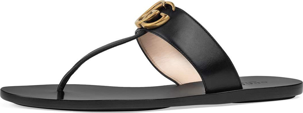 Gucci Marmont Flat Leather Thong Sandal