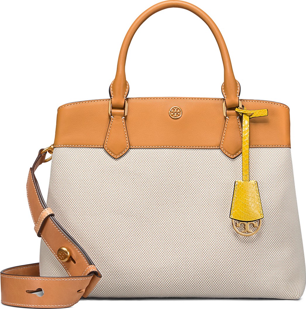 Tory Burch Robinson Canvas/Leather 3-Compartment Tote Bag
