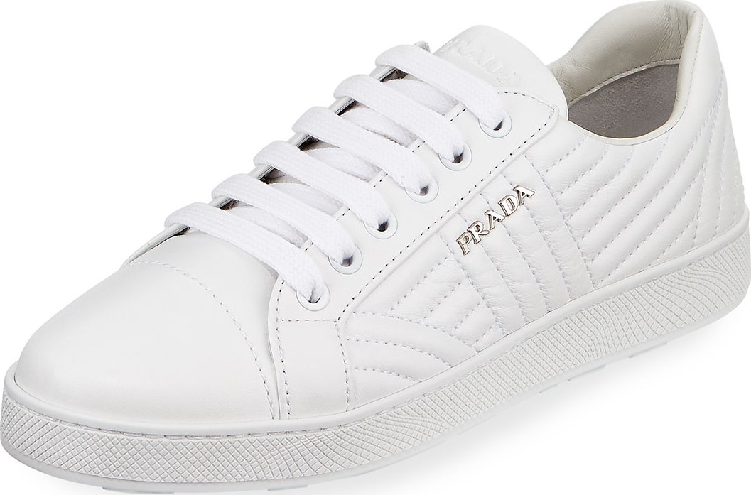 Prada Stitched Leather Low-Top  Sneakers