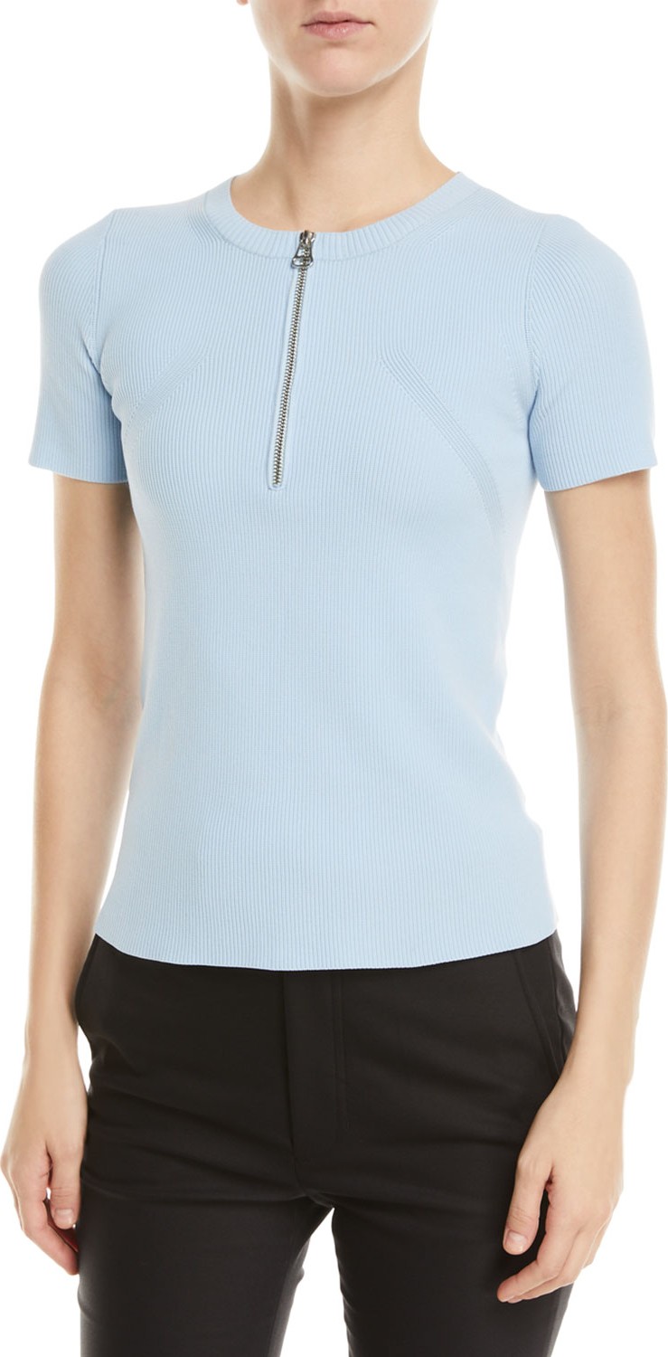 Helmut Lang Half-Zip Ribbed Crewneck Tee