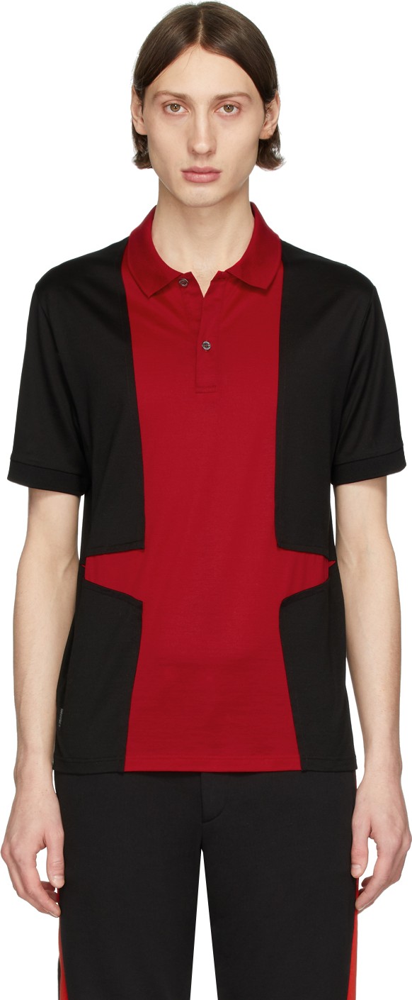 Alexander McQueen Black & Red Panelled Polo Alexander McQueen Black & Red Panelled Polo