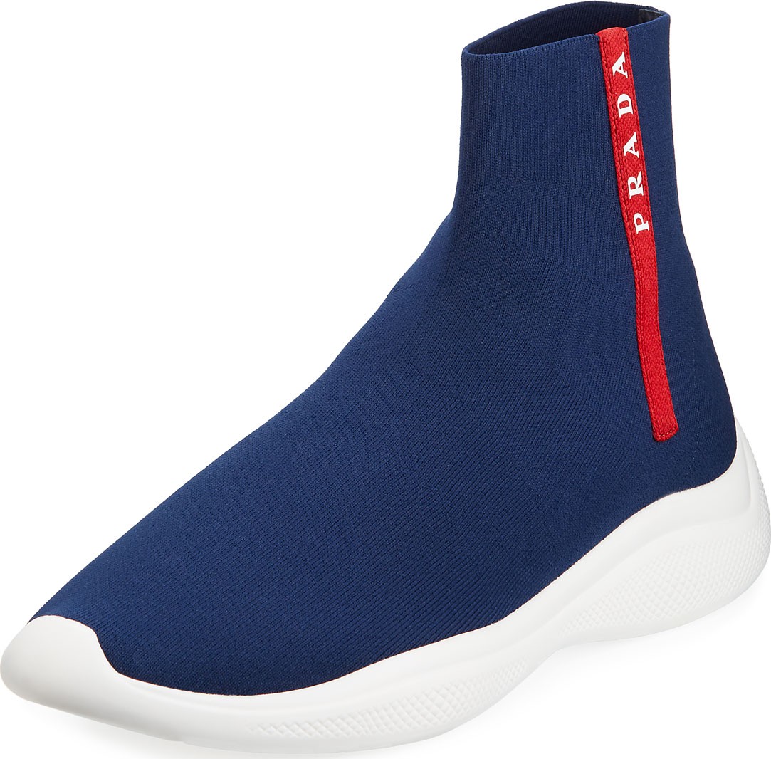 Prada Men's Sock-Boot Sneakers