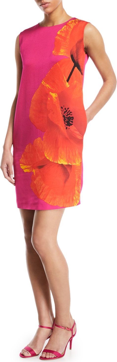 Escada Sport Sleeveless Orchid-Print Shift Dress