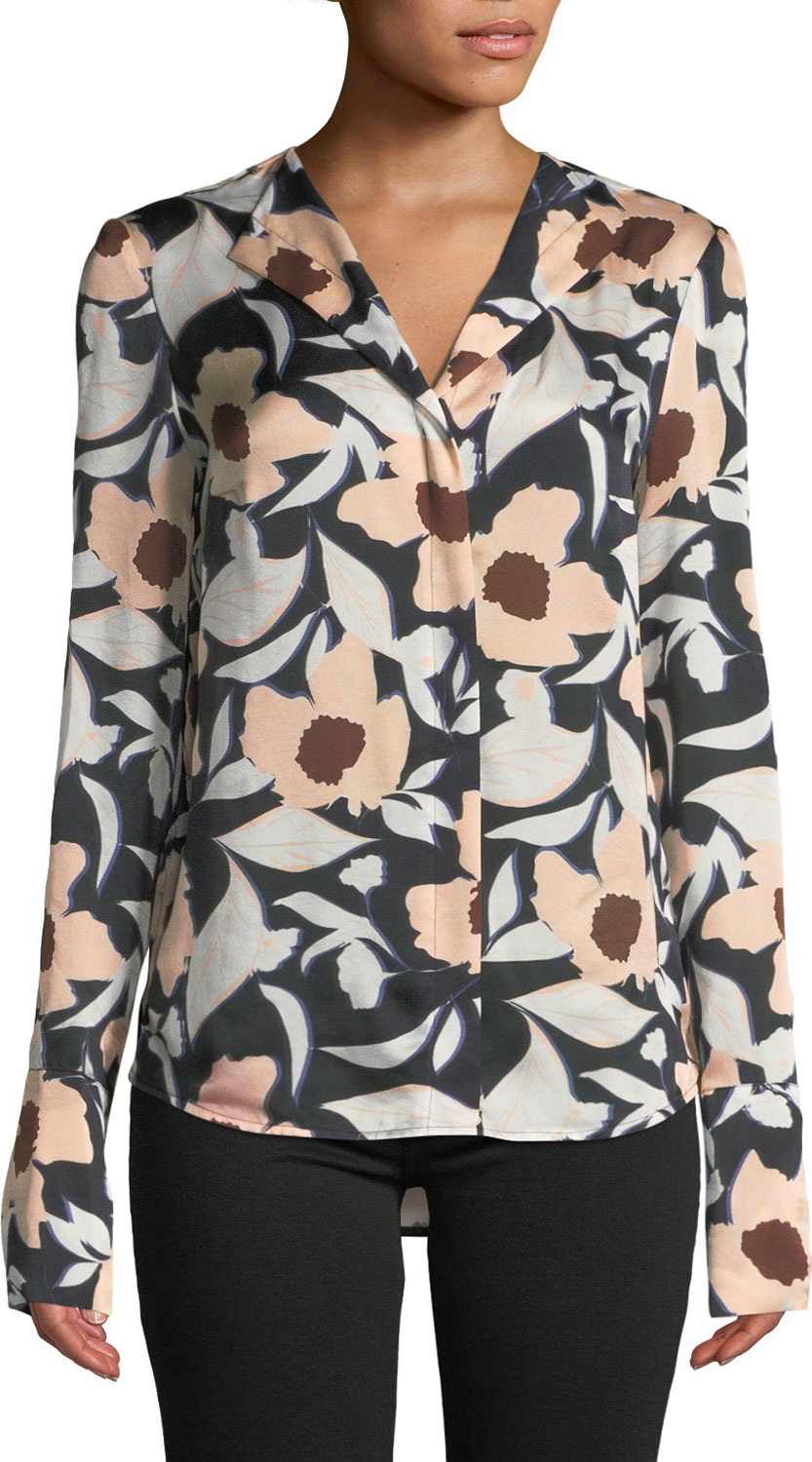 Christian Wijnants Tarani Floral Silk Charmeuse Button-Down Top