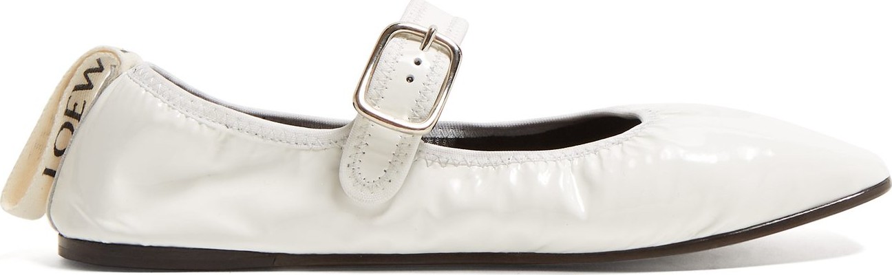 LOEWE Logo-tab patent-leather flats