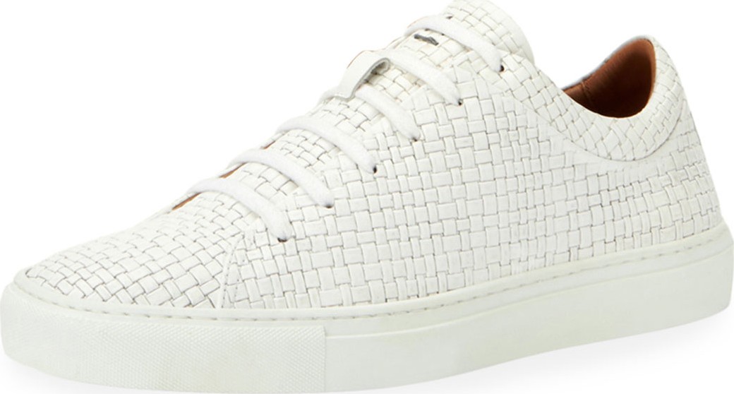 Aquatalia Men's Alaric Embossed Leather Low-Top Sneakers