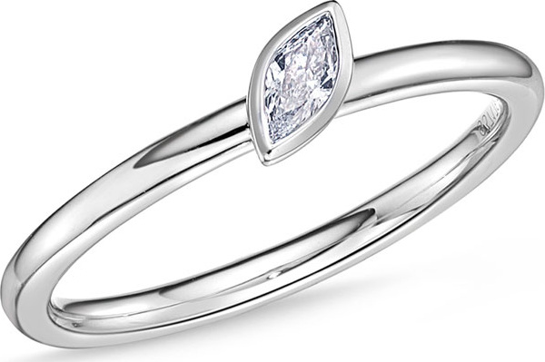 Memoire 18k White Gold Diamond Marquise Stack Ring, Size 6.5