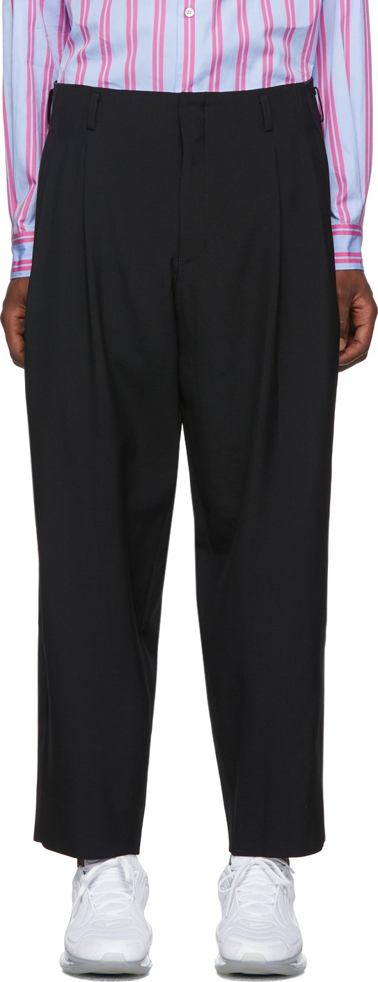 Comme Des Garçons Homme Plus Black Tropical Wool Trousers