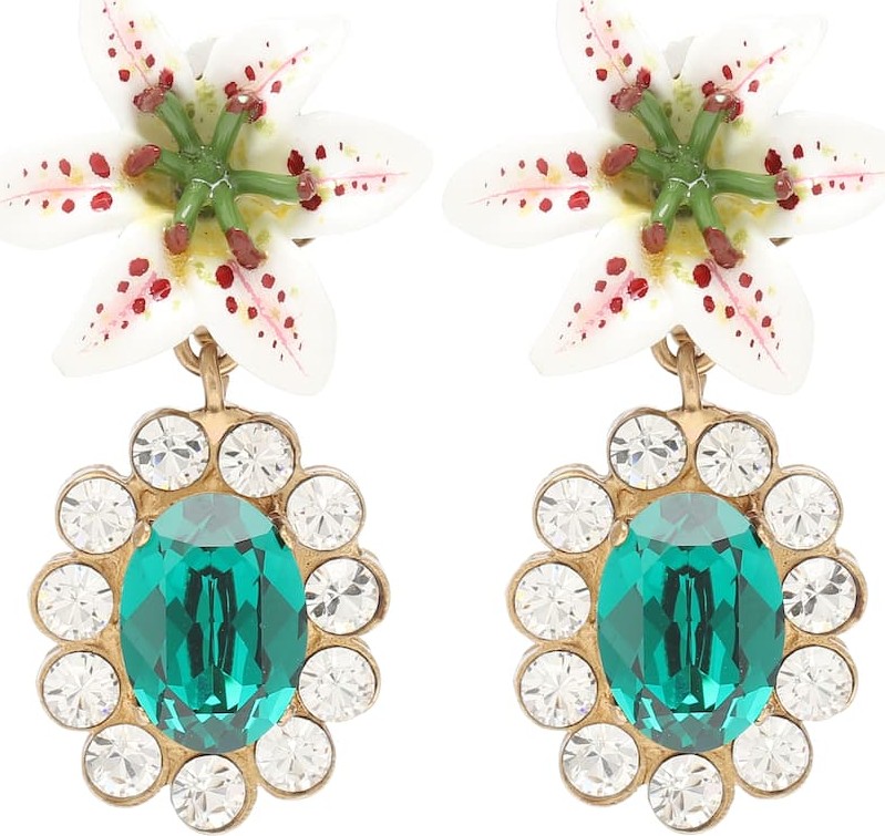 Dolce & Gabbana Embellished floral clip-on earrings