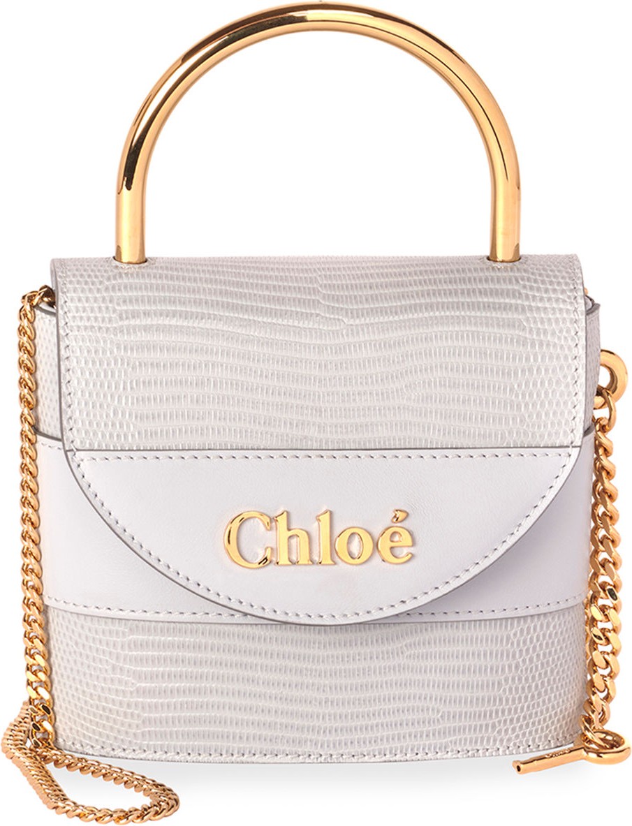 Chloe Aby Lock Lizard-Embossed Shoulder Bag