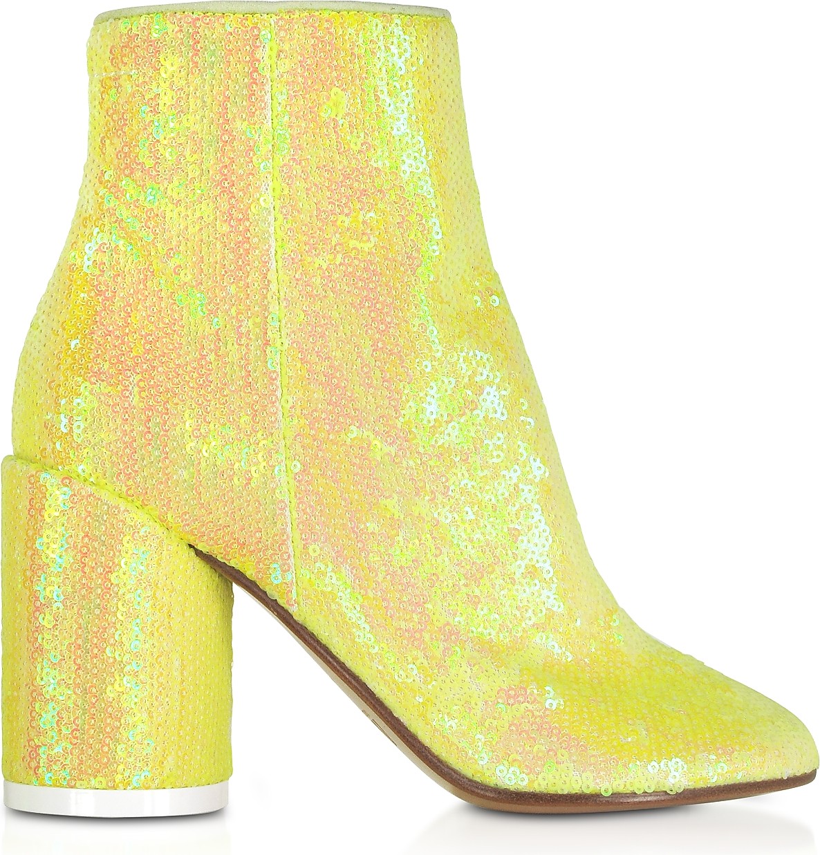 MM6 Maison Margiela Blazing Yellow Sequins and Suede Boots