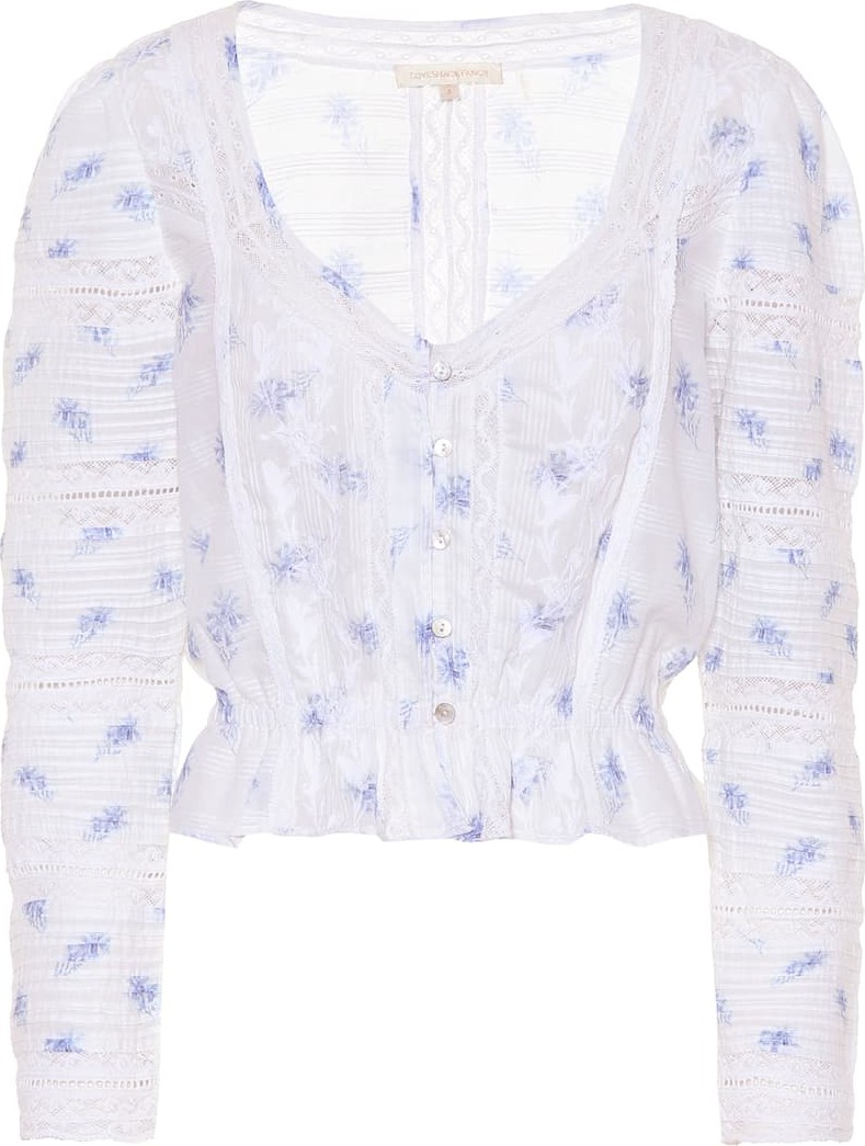 LOVESHACKFANCY Sabrina floral cotton top