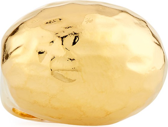 Kenneth Jay Lane Adjustable Hammered Gold-Plate Ring, Size 5-8