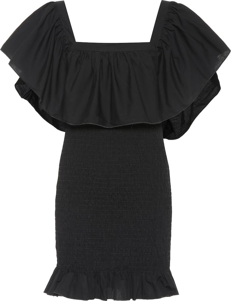 Solid & Striped Smocked ruffle cotton minidress