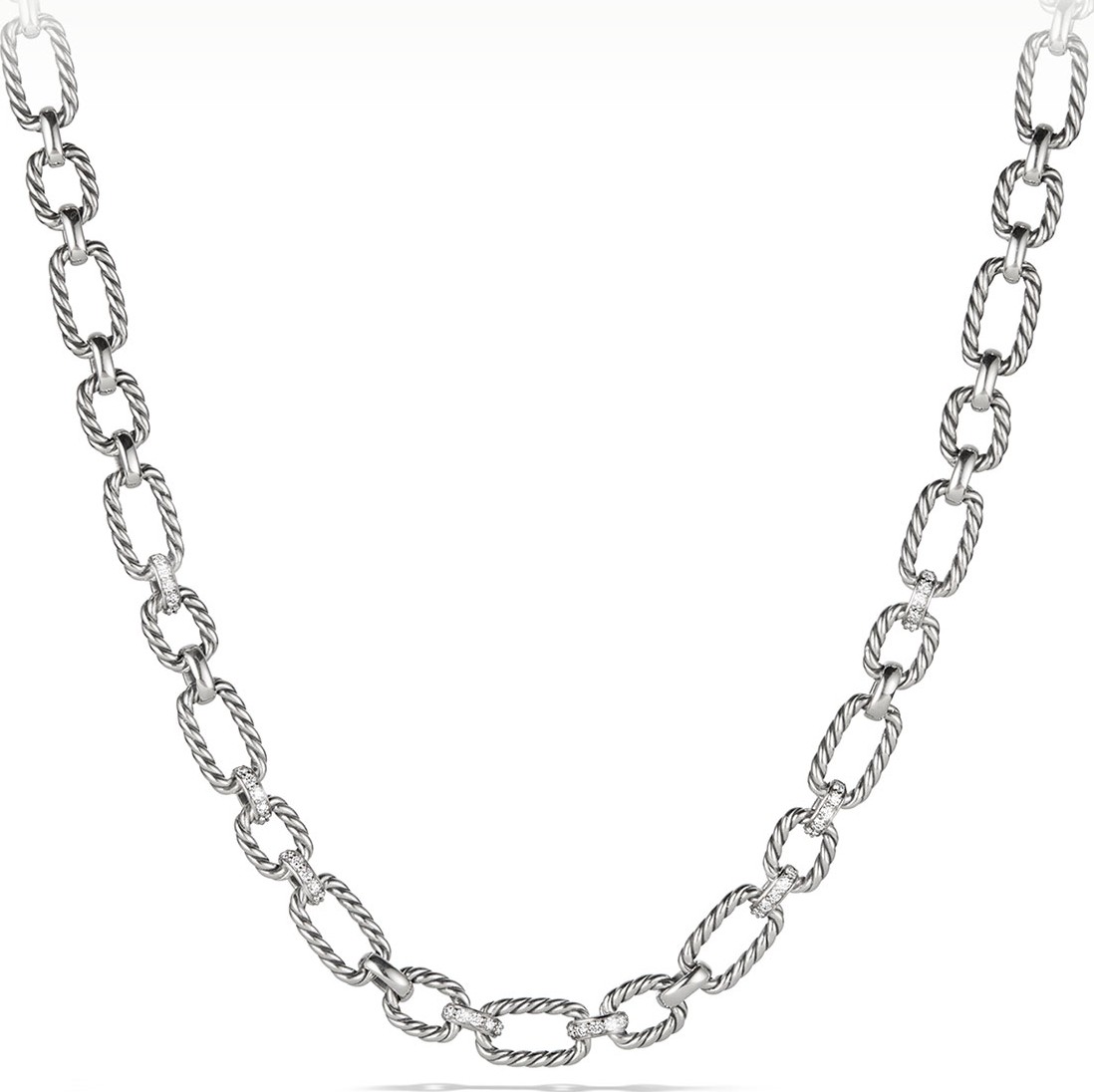 David Yurman 12.5mm Cushion Link Chain Necklace with Diamonds