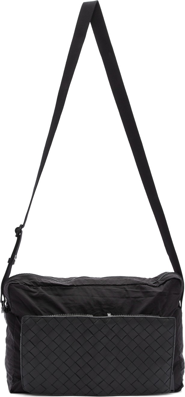 Bottega Veneta Black Intrecciato Packable Messenger Bag