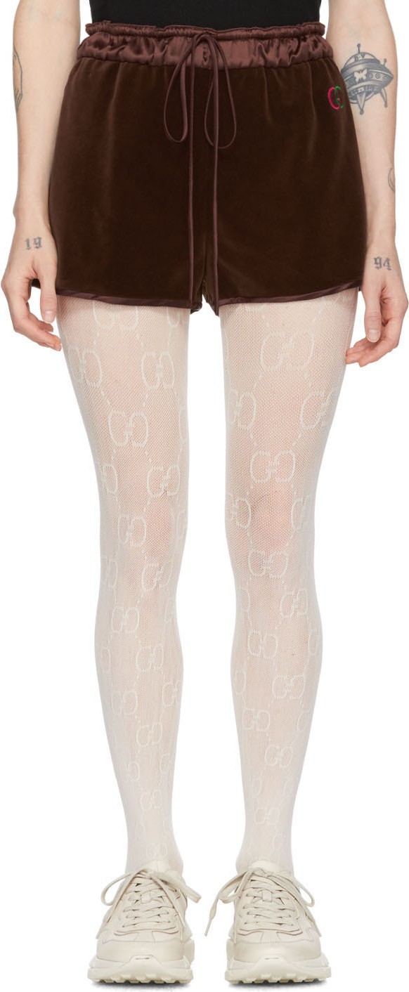 Gucci Brown Chenille Drawstring Shorts