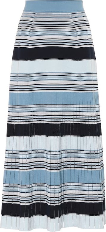 Loro Piana Striped silk and cotton midi skirt