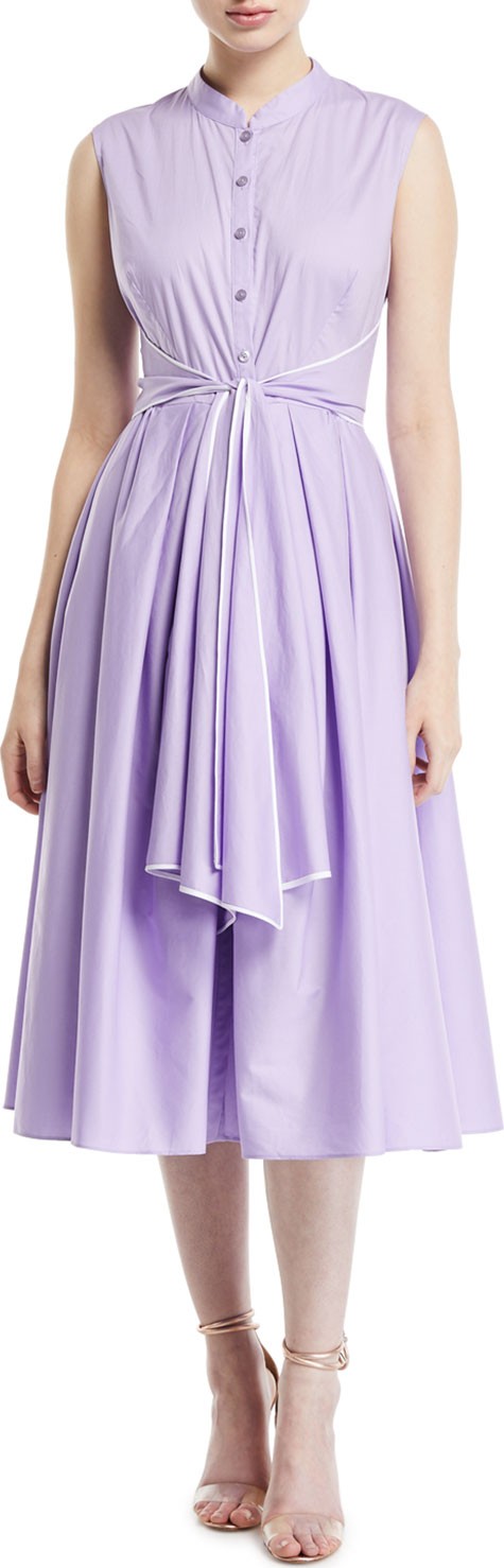 Zac Posen Tie-Front Sleeveless Shirtdress