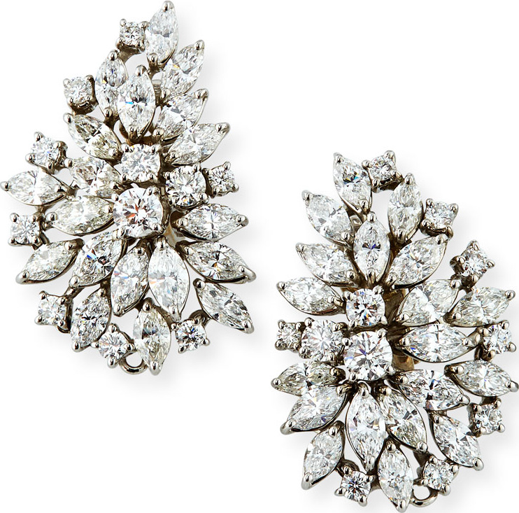 ZYDO 18k White Gold Diamond Cluster Earrings