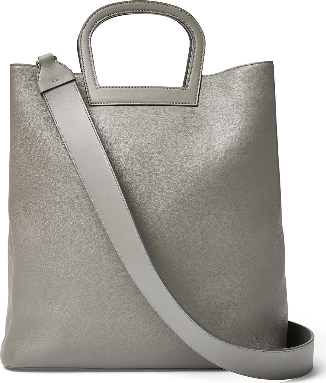 Ralph Lauren Horseshoe Tall Leather Tote Bag, Gray