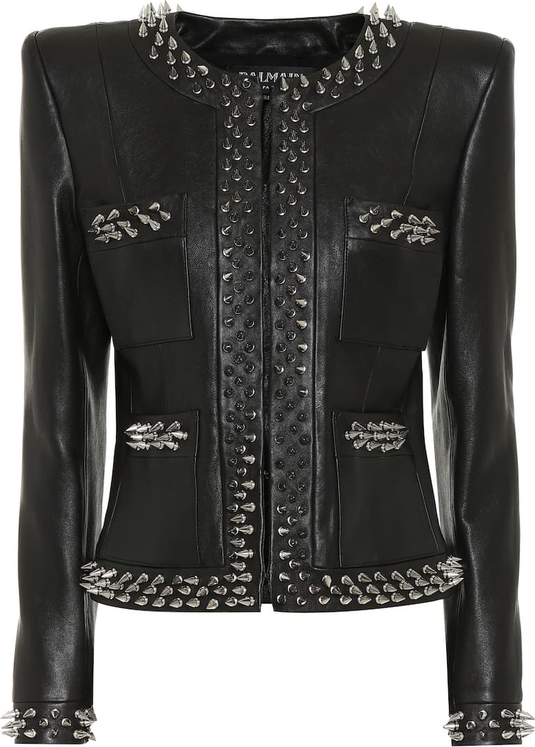 Balmain Embellished leather jacket