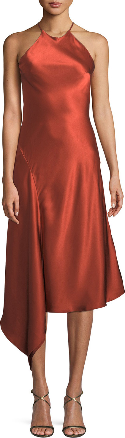 Alexis Lucy Draped Twill Halter Midi Dress