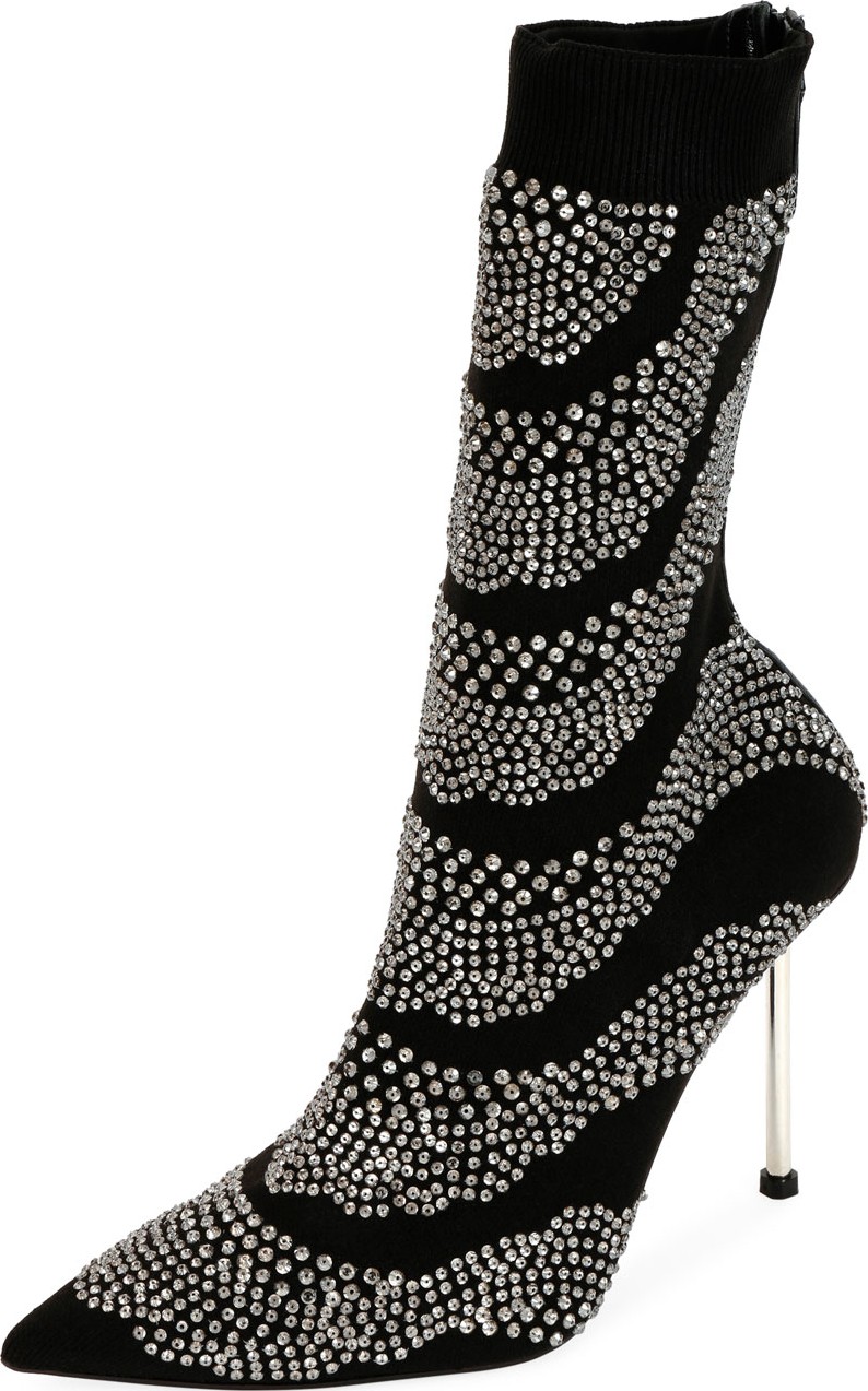 Alexander McQueen Crystal-Embellished Suede Sock Booties
