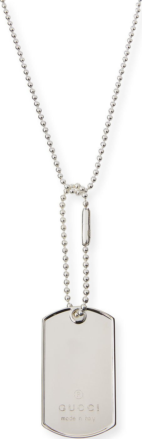 Gucci Sterling Silver Dog Tag Necklace