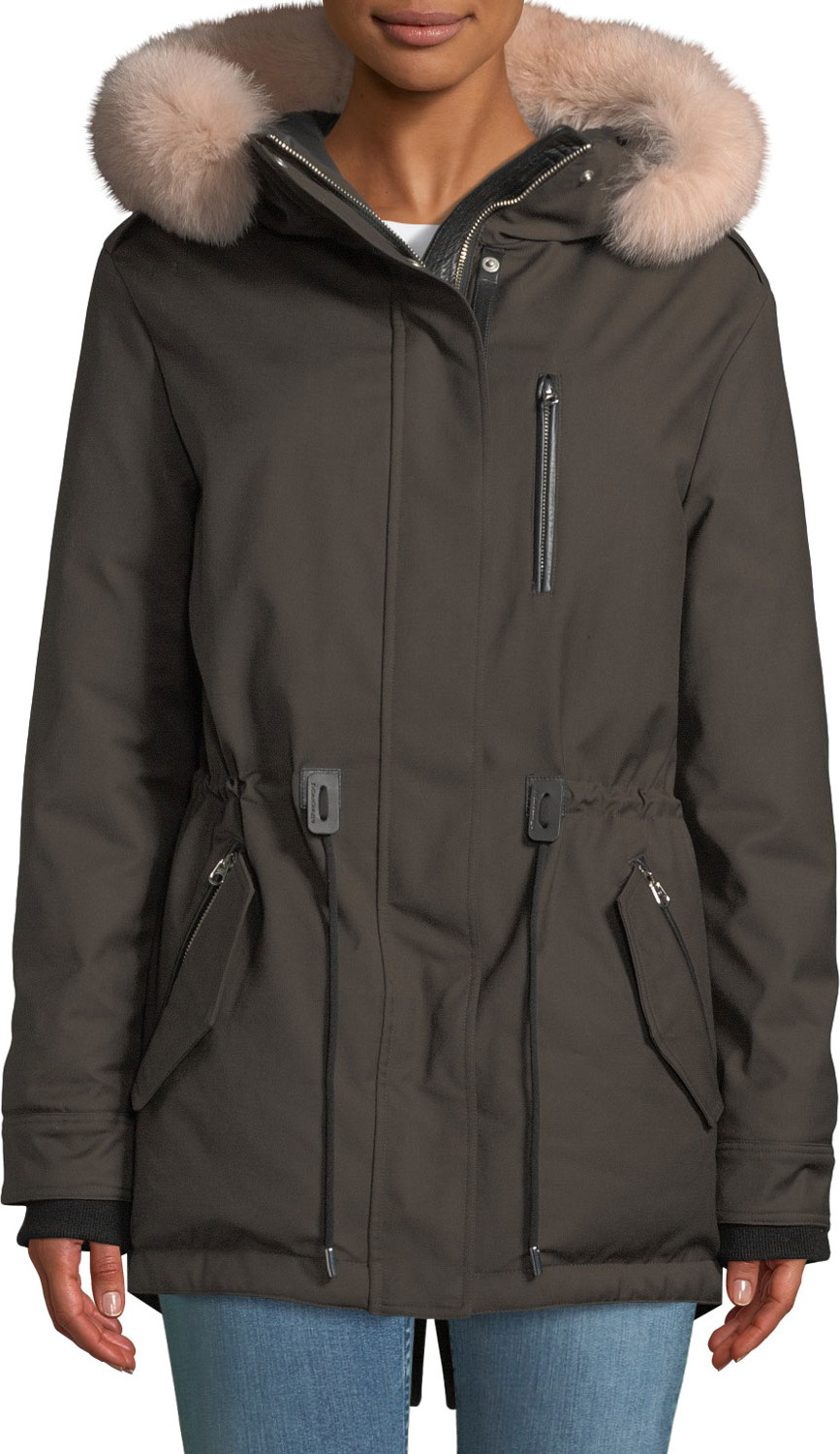 Mackage Chara Parka Coat w/ Fur-Trim Hood