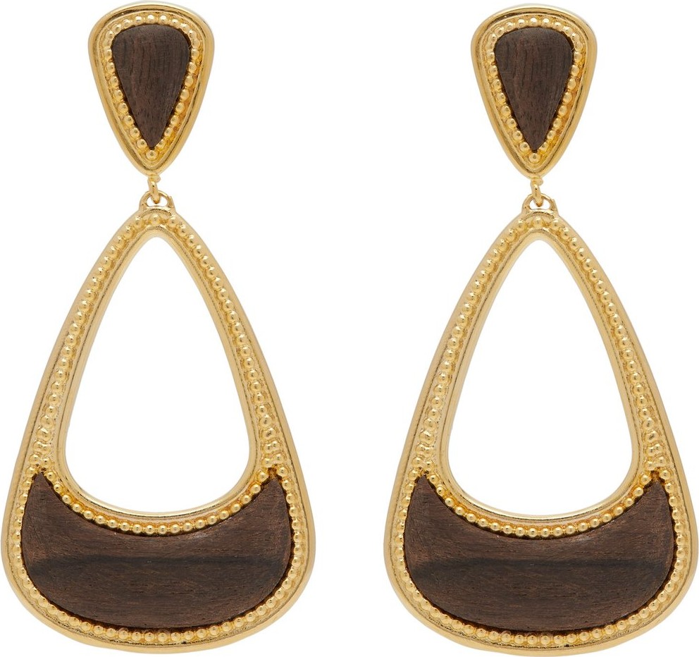 Joelle Kharrat Pera gold-plated wooden drop earrings