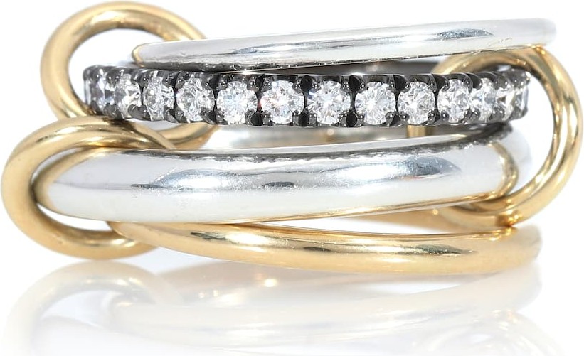 Spinelli Kilcollin Janssen 18kt yellow gold and sterling silver linked rings with diamonds