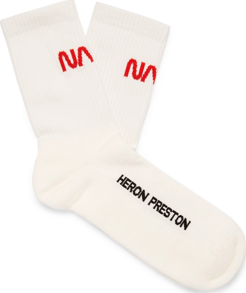 Heron Preston + NASA Logo-Jacquard Stretch Cotton-Blend Socks