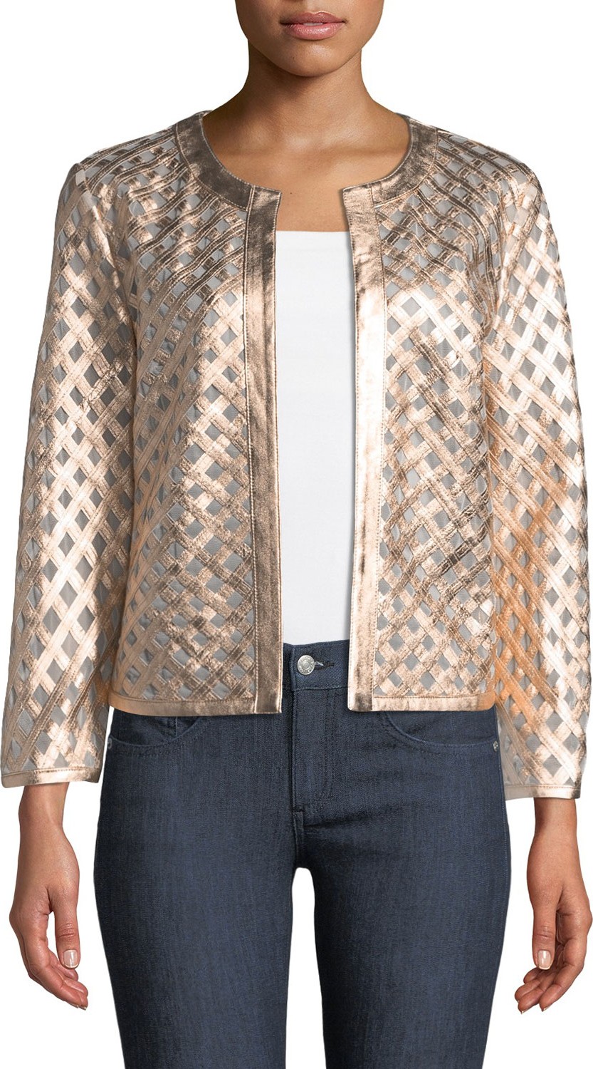 Neiman Marcus Leather Grid Jacket