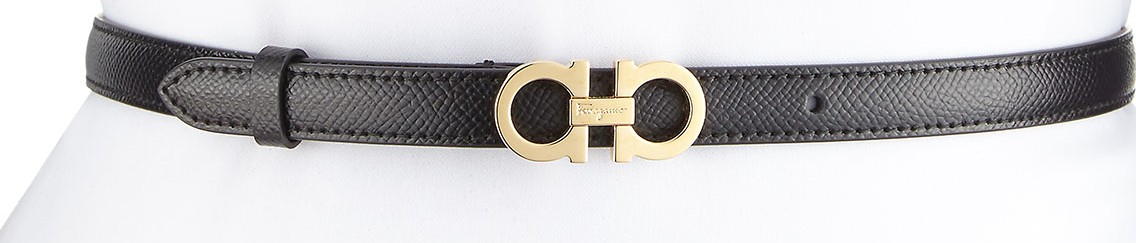 Salvatore Ferragamo Thin Leather Gancini Belt