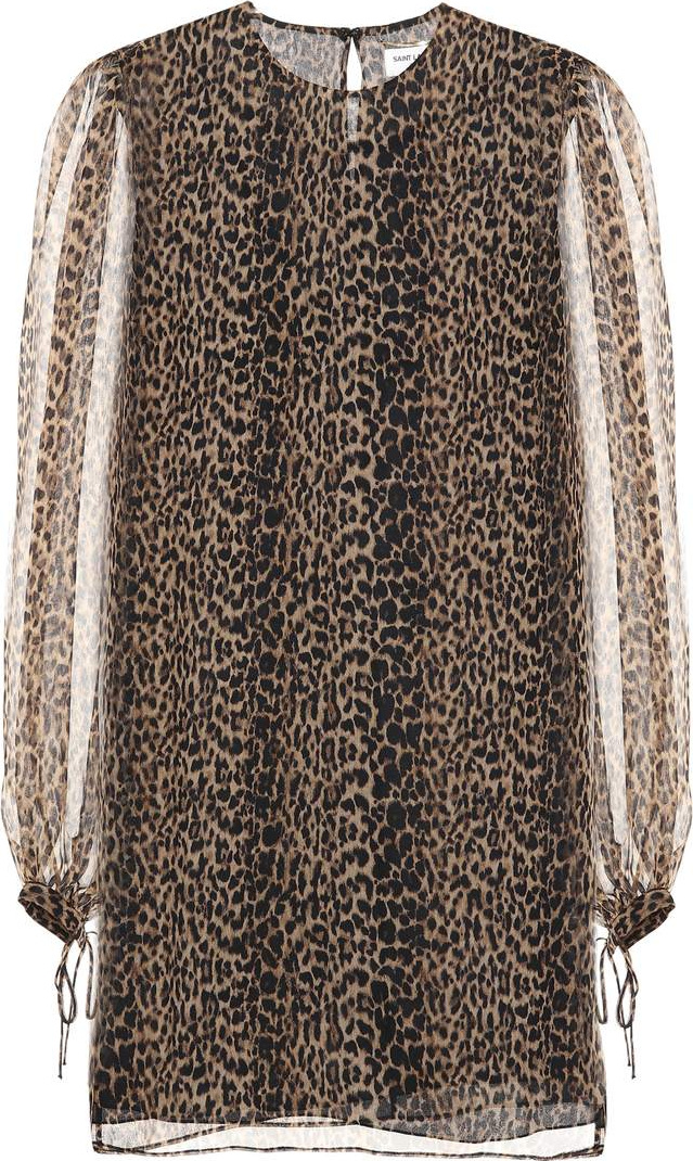 Saint Laurent Leopard-printed silk dress