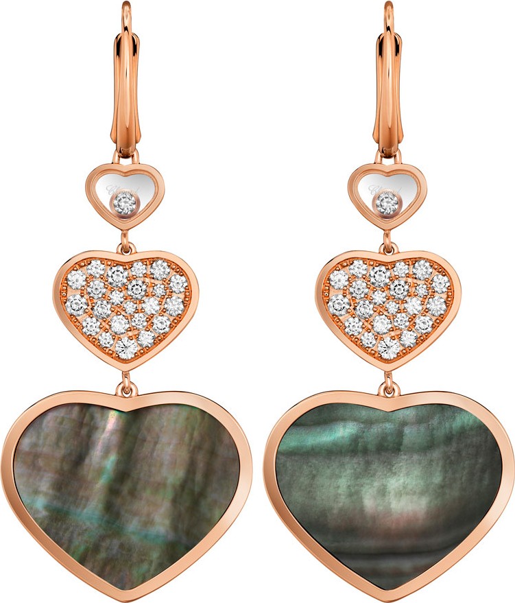 Chopard Happy Hearts Diamond & Malachite Triple-Drop Earrings