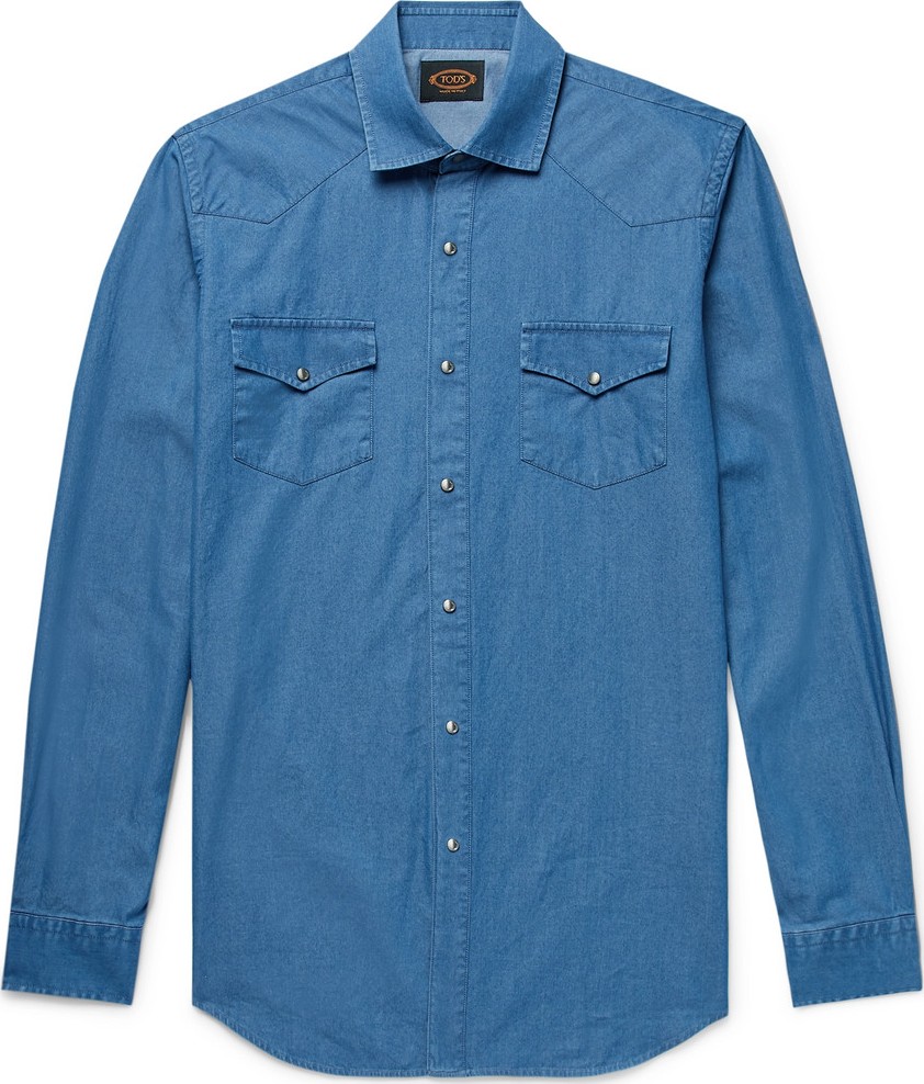 Tod's Slim-Fit Garment-Dyed Cotton-Chambray Shirt