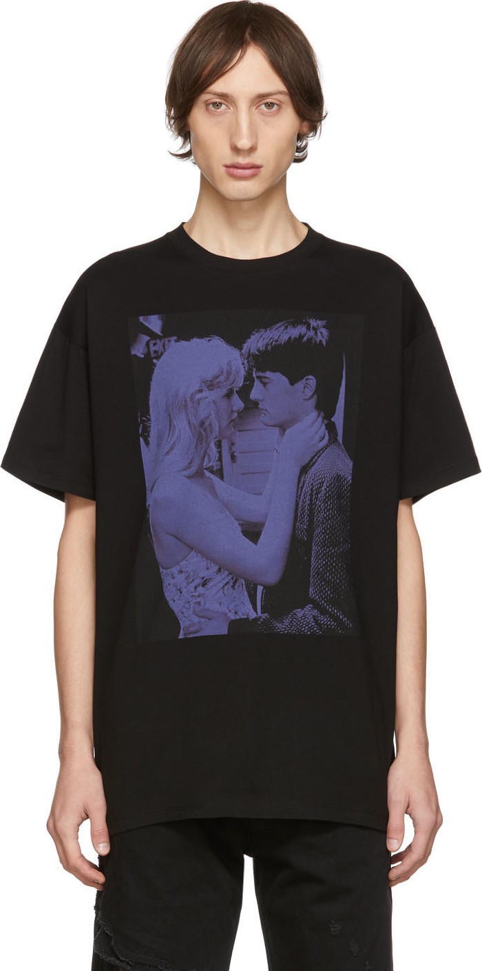 Raf Simons Black Blue Velvet T-Shirt