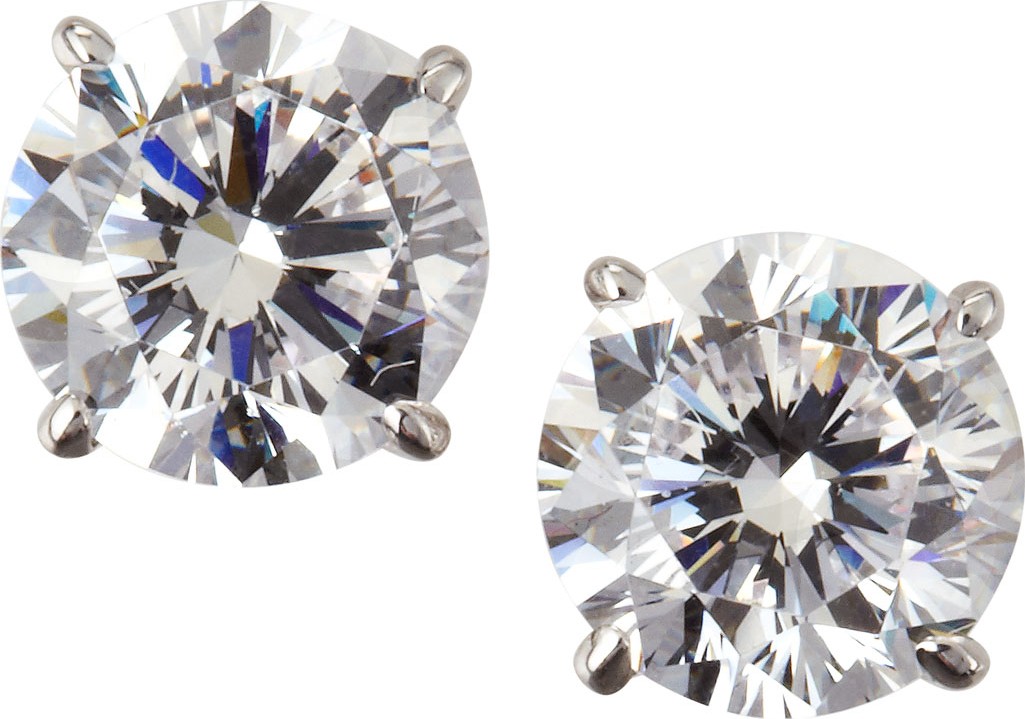 Fantasia by DeSerio 14k White Gold Cubic Zirconia Stud Earrings, 2.5 TCW