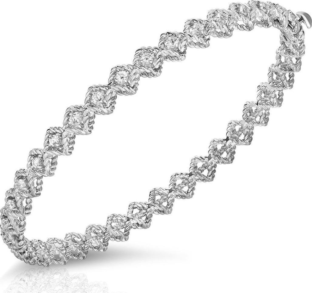 Roberto Coin 18k White Gold New Barocco Diamond Bangle