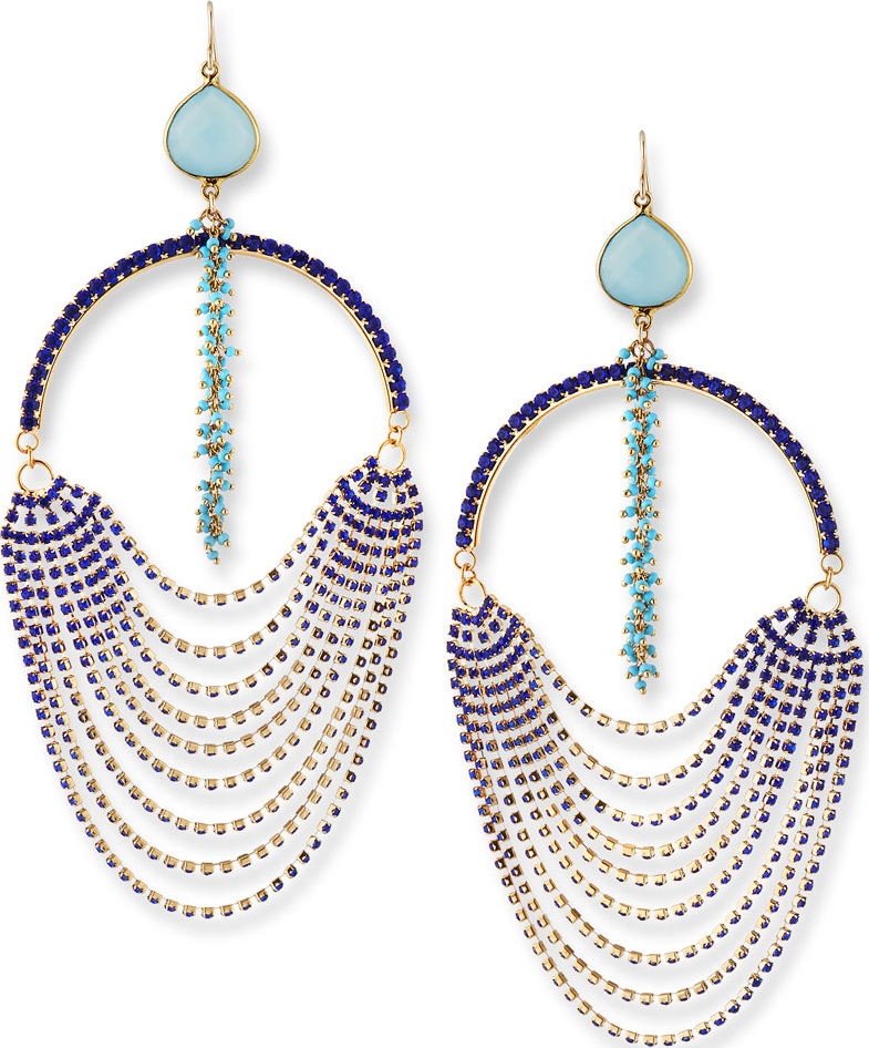 Devon Leigh Blue Ombre Oversized Crystal Earrings
