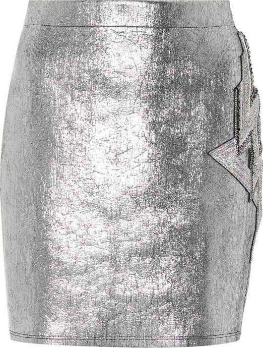 Balmain Embellished metallic miniskirt